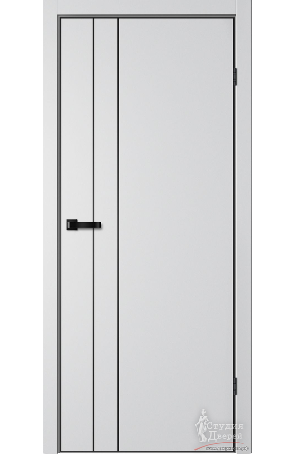 Полотно дверное глухое TR02 GVI цвет сильвер (черный молдинг и алюм.кромка с 4-х сторон, магнитная защелка)